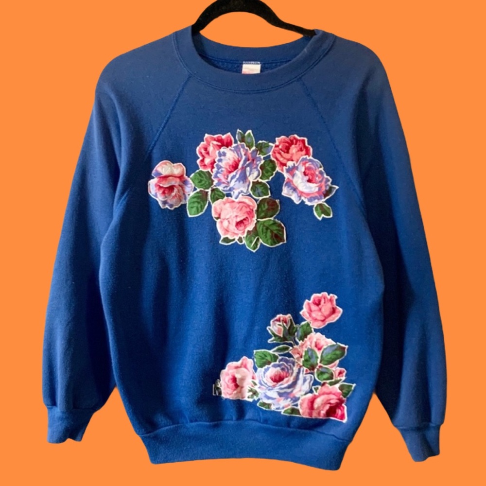 Vintage Rose Applique Sweatshirt